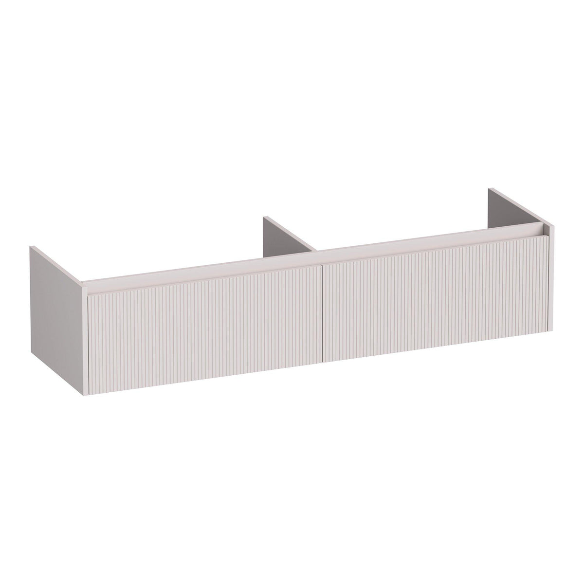 BRAUER Embrace Wavy 160 base cabinet with 2 soft-close handleless drawers and 2 siphon cutouts, matte sand