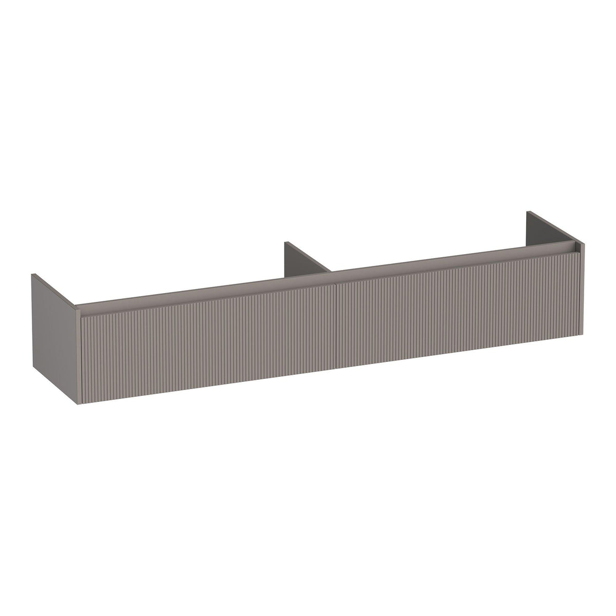 BRAUER Embrace Wavy 200 base cabinet with 2 soft-close handleless drawers and 2 siphon cutouts matte taupe