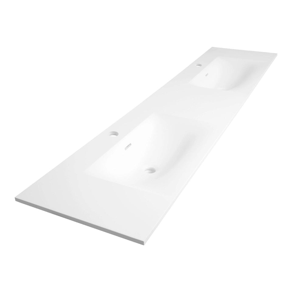 BRAUER Glacier wastafel 200 met 2 spoelbakken en 2 kraangaten fine stone hoogglans wit