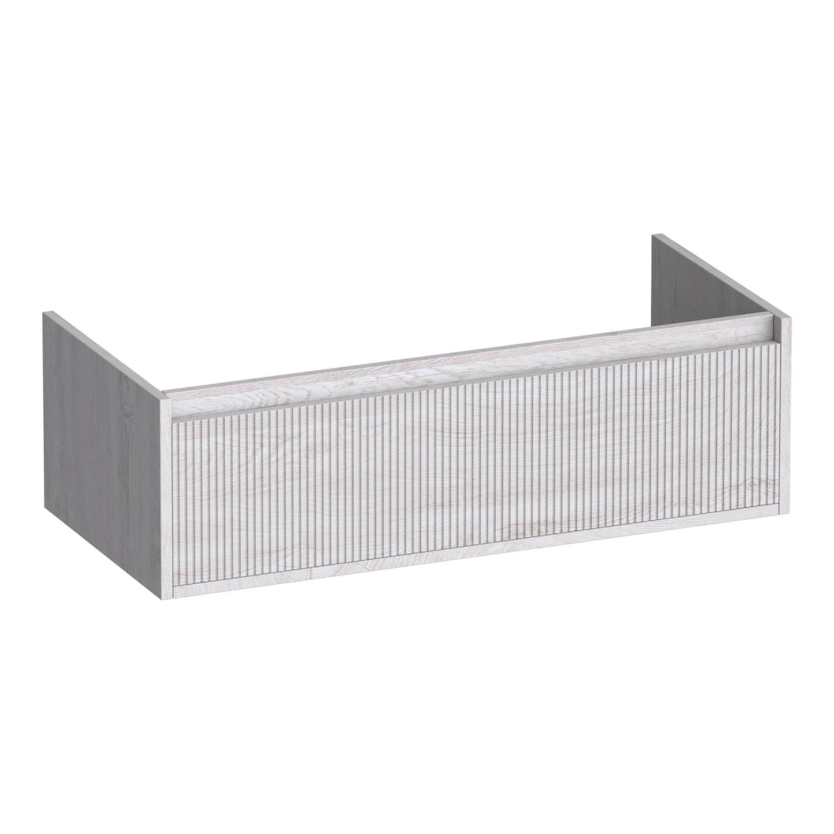 BRAUER Hope Wavy 100 base cabinet with 1 soft-close handleless drawer and 1 siphon cut-out Forest Seashell
