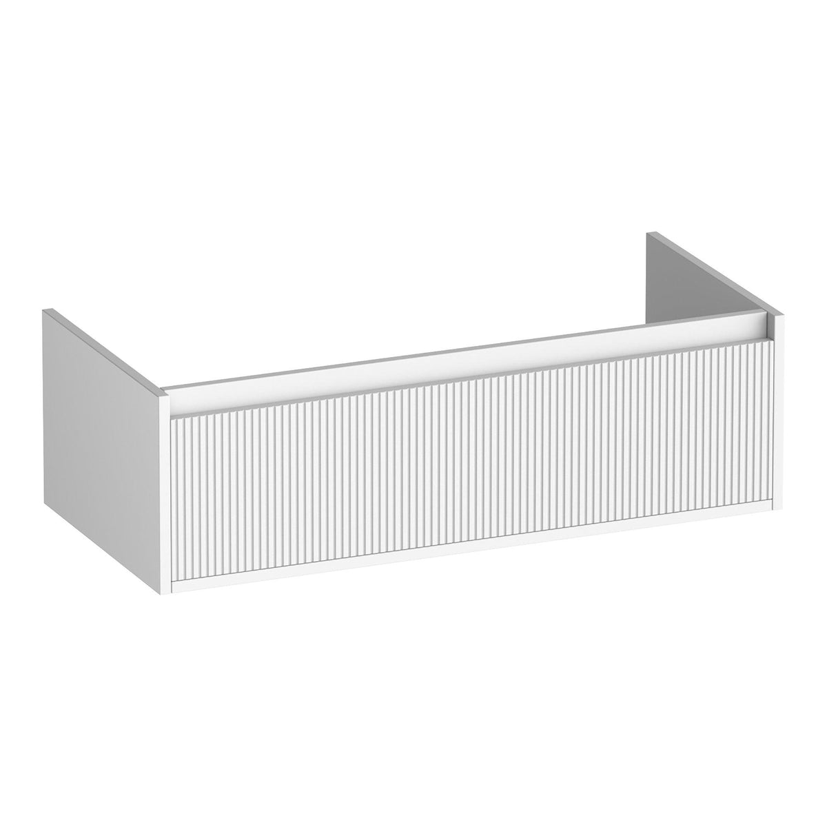 BRAUER Hope Wavy 100 base cabinet with 1 soft-close handleless drawer and 1 siphon cut-out matte white