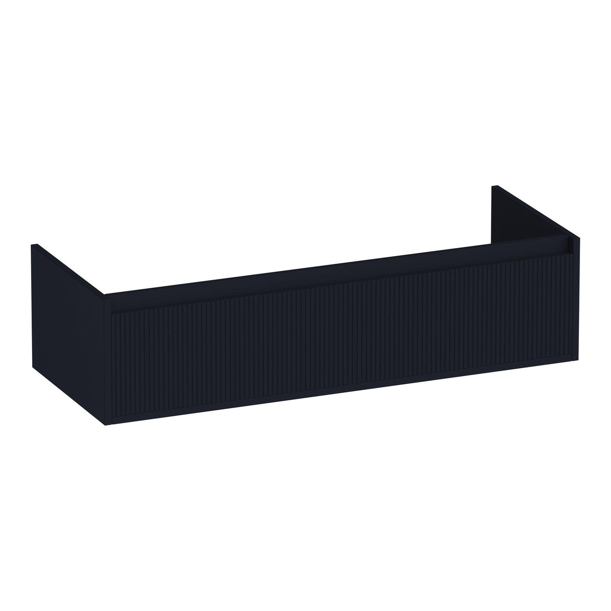 BRAUER Hope Wavy 120 base cabinet with 2 soft-close handleless drawers and 2 siphon cut-outs matte black
