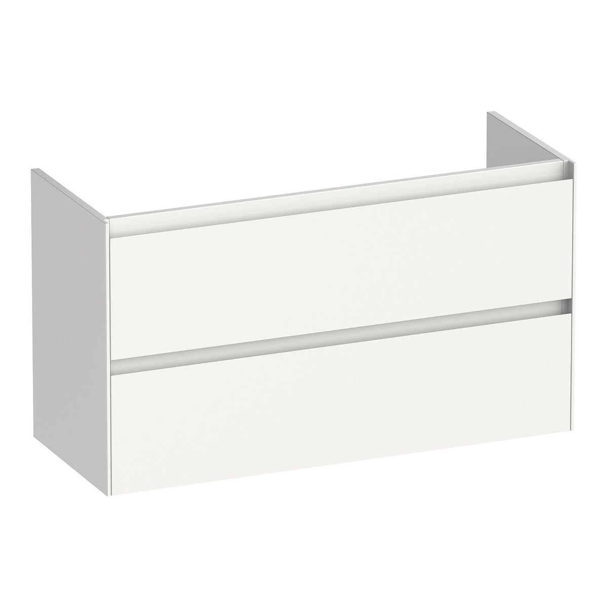 BRAUER Inspire onderkast ondiep 100 met 2 softclose lades greeploos en 1 sifon uitsparing hoogglans wit