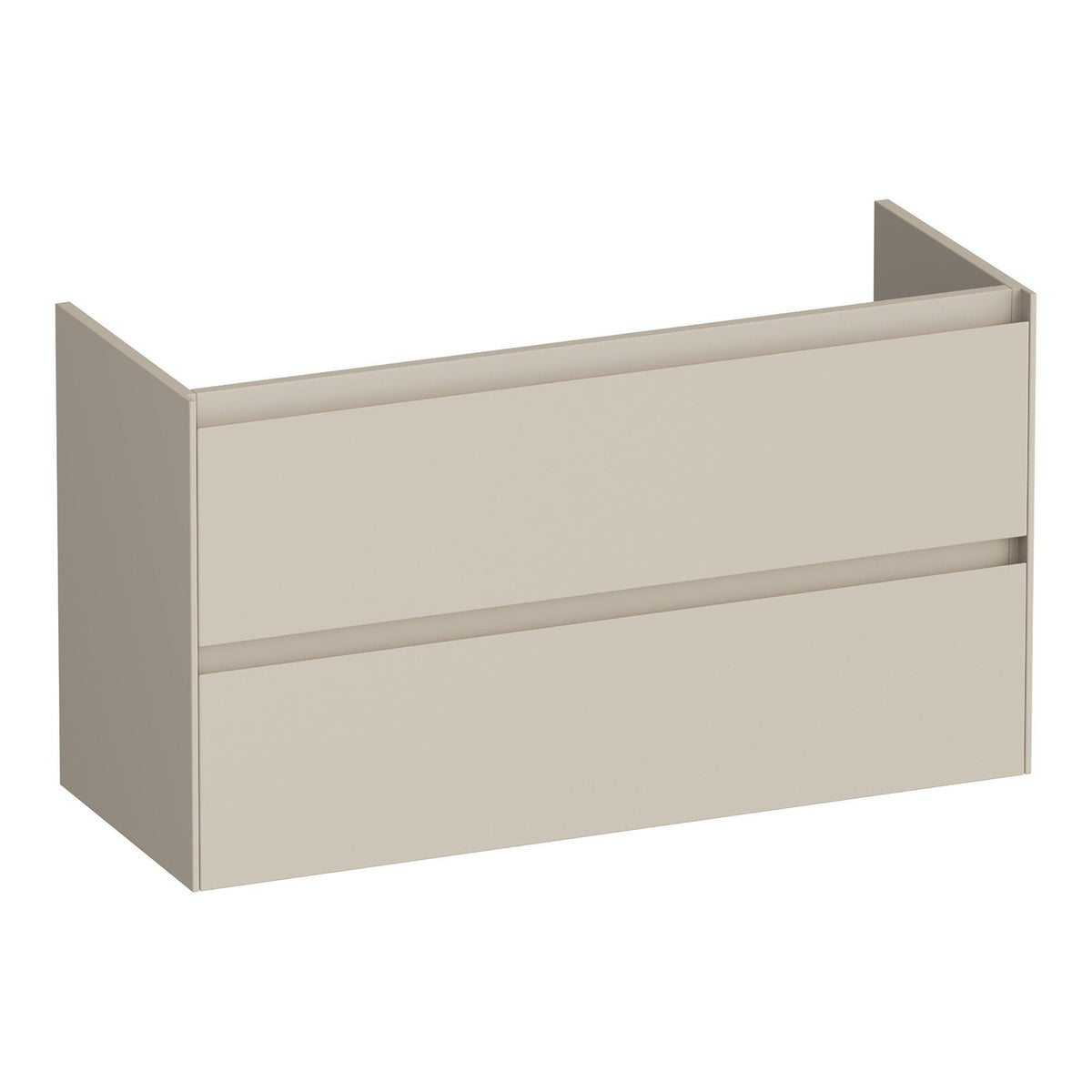 BRAUER Inspire shallow base cabinet 100 with 2 soft-close handleless drawers and 1 siphon cut-out matt beige