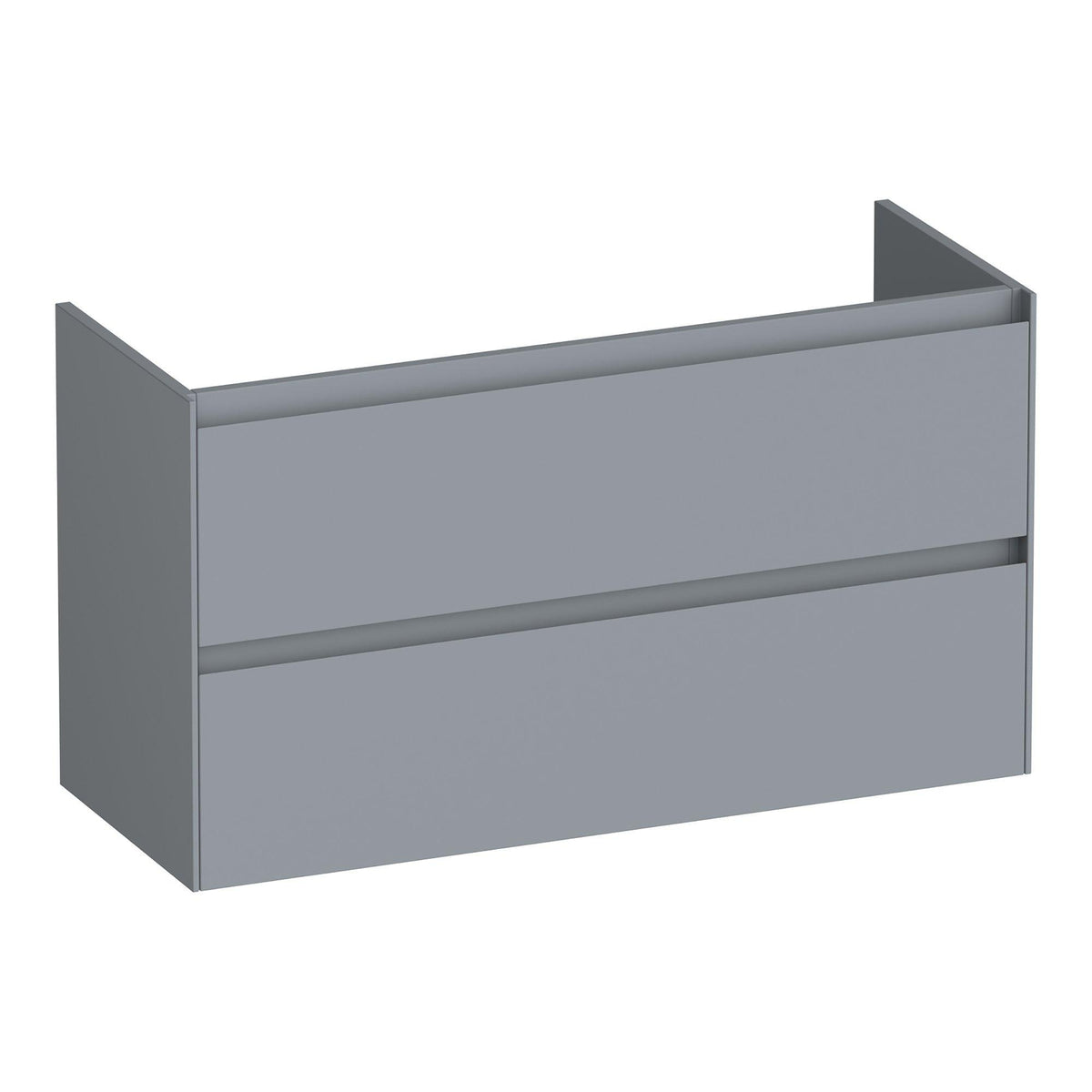 BRAUER Inspire shallow base cabinet 100 with 2 soft-close handleless drawers and 1 siphon cut-out matte grey