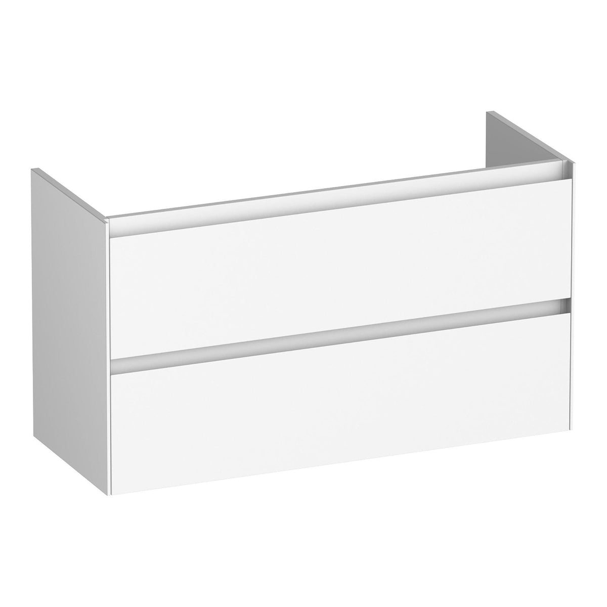 BRAUER Inspire onderkast ondiep 100 met 2 softclose lades greeploos en 1 sifon uitsparing mat wit