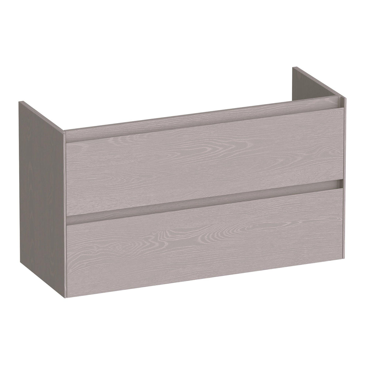 BRAUER Inspire shallow base cabinet 100 with 2 soft-close handleless drawers and 1 siphon cut-out Timber Greige
