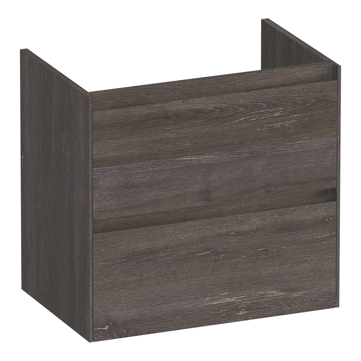 BRAUER Inspire shallow 60 base cabinet with 2 soft-close handleless drawers and 1 siphon cutout Driftwood