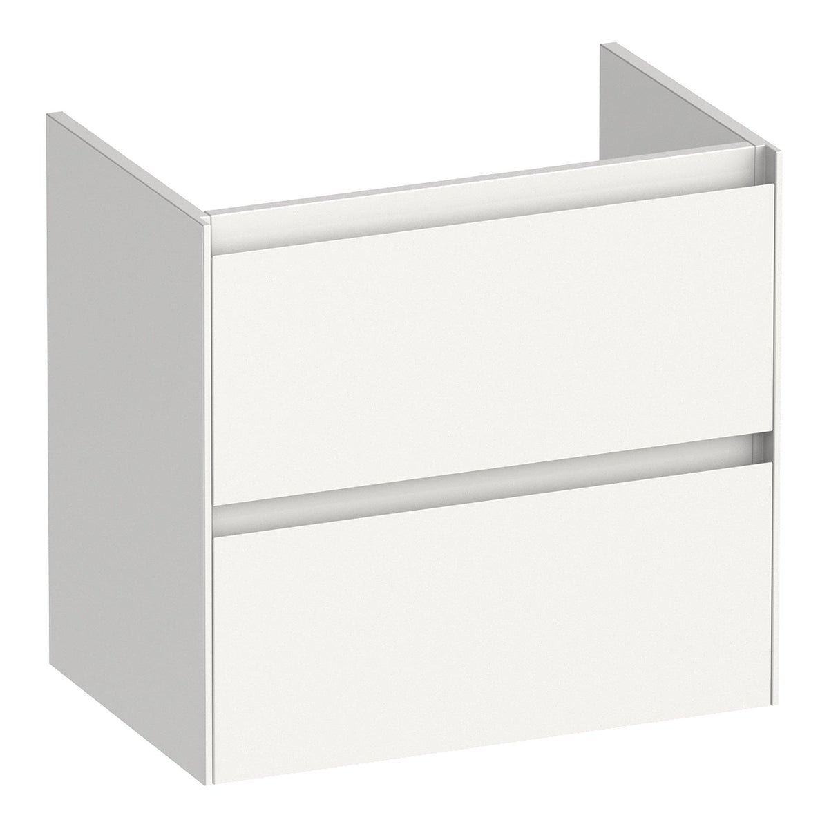 BRAUER Inspire shallow base cabinet 60 with 2 soft-close handleless drawers and 1 siphon cutout high gloss white