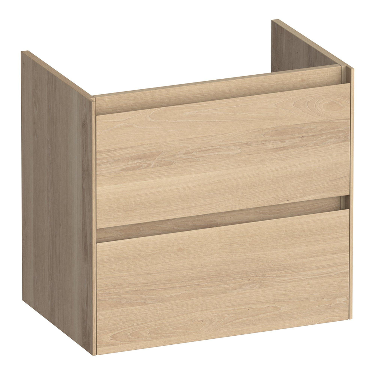 BRAUER Inspire onderkast ondiep 60 met 2 softclose lades greeploos en 1 sifon uitsparing lamellen eiken naturel