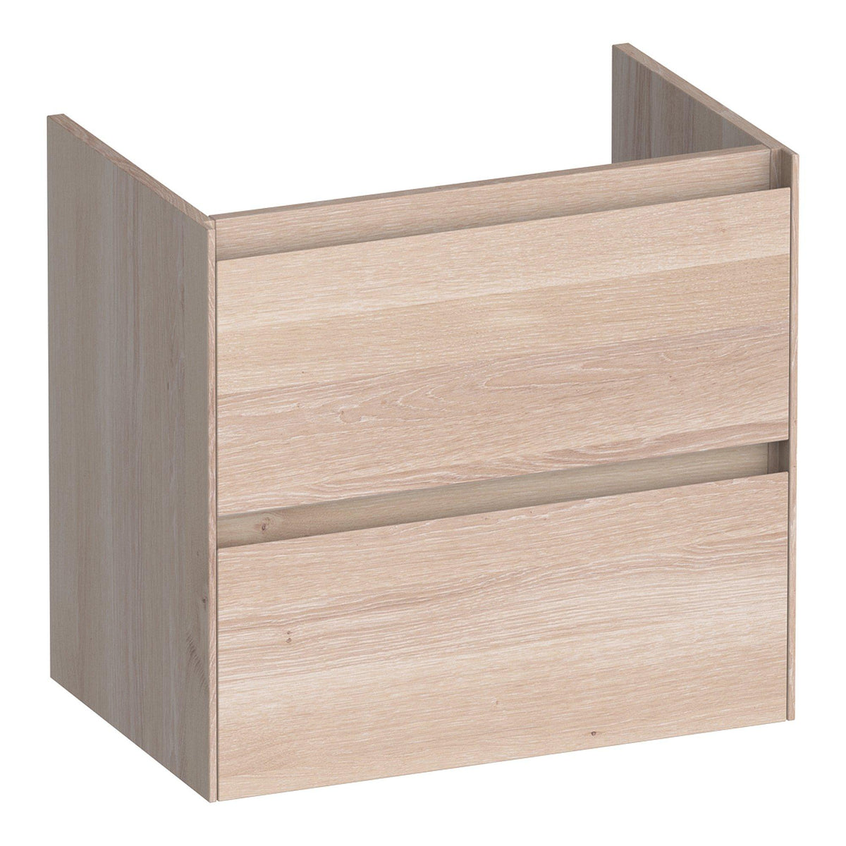 BRAUER Inspire shallow base cabinet 60 with 2 soft-close handleless drawers and 1 siphon cutout slatted oak white