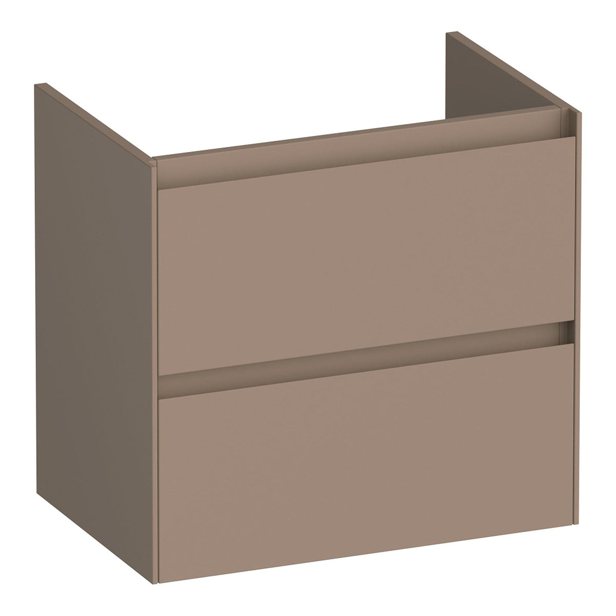 BRAUER Inspire shallow base cabinet 60 with 2 soft-close handleless drawers and 1 siphon cutout matte mocha