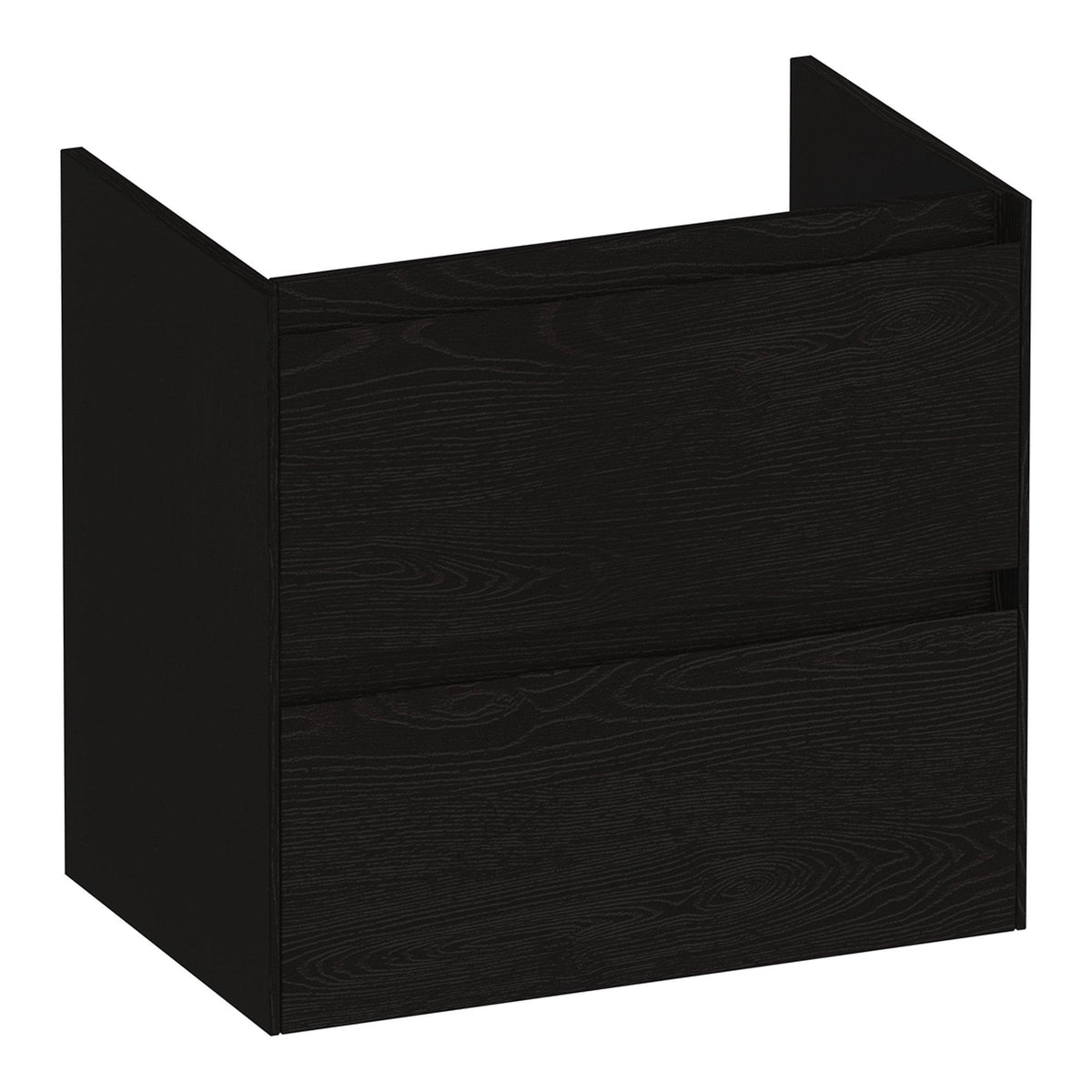 BRAUER Inspire shallow base cabinet 60 with 2 soft-close handleless drawers and 1 siphon cutout Timber Black