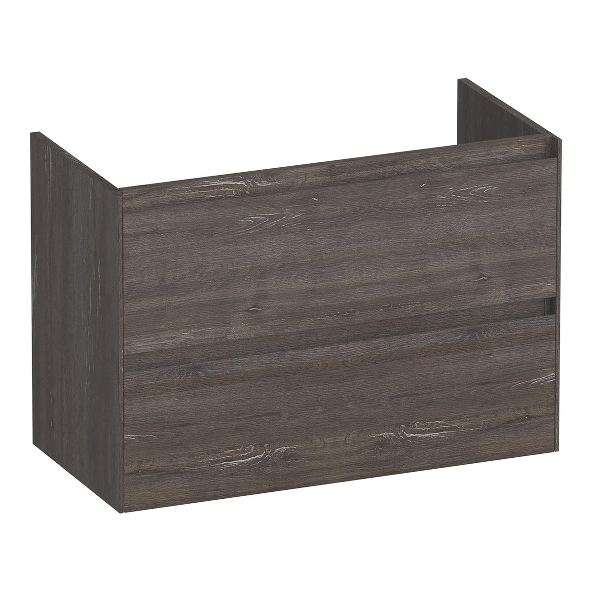 BRAUER Inspire shallow base cabinet 80 with 2 soft-close handleless drawers and 1 siphon cutout Driftwood
