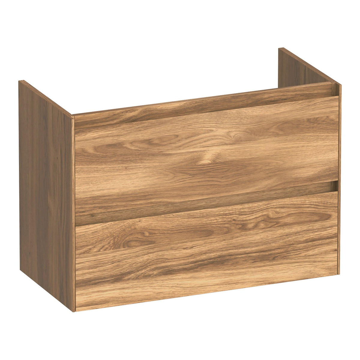 BRAUER Inspire shallow base cabinet 80 with 2 soft-close drawers handleless and 1 siphon cutout Honey