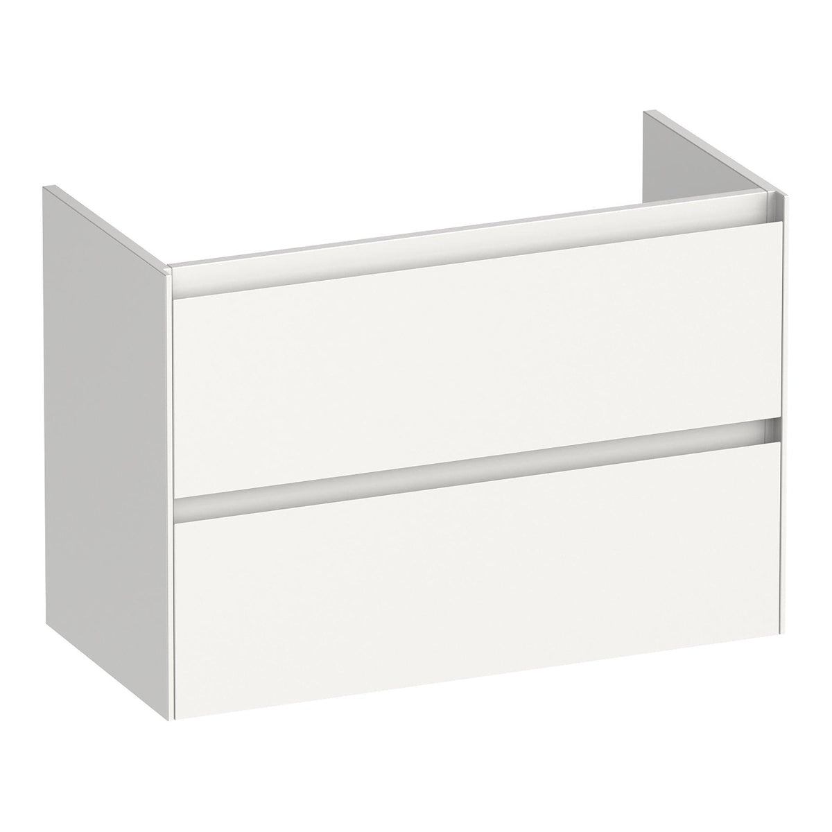 BRAUER Inspire shallow base cabinet 80 with 2 soft-close handleless drawers and 1 siphon cutout high gloss white