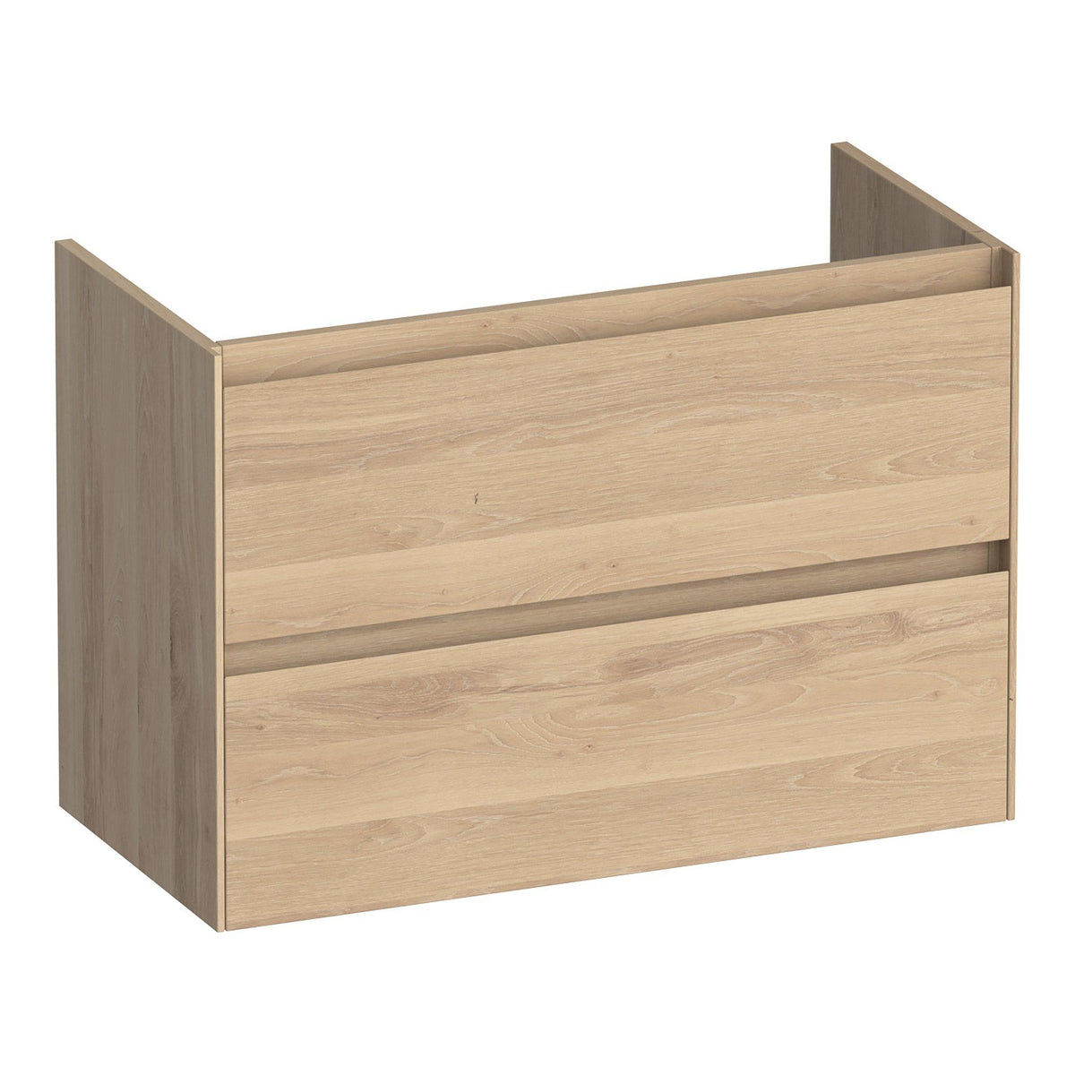 BRAUER Inspire onderkast ondiep 80 met 2 softclose lades greeploos en 1 sifon uitsparing lamellen eiken naturel