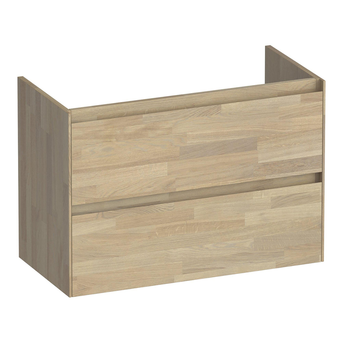 BRAUER Inspire onderkast ondiep 80 met 2 softclose lades greeploos en 1 sifon uitsparing vingerlas eiken grijs