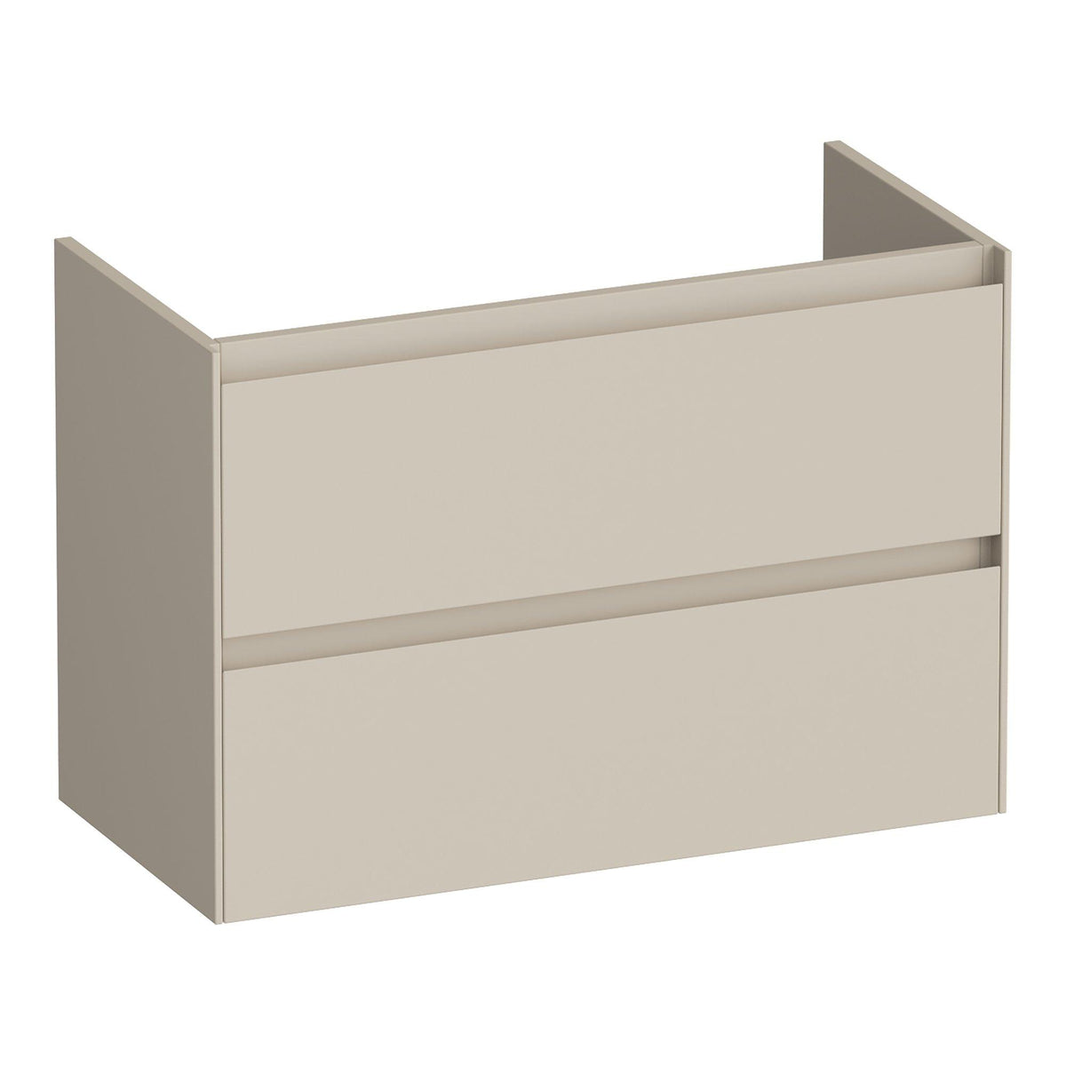 BRAUER Inspire shallow base cabinet 80 with 2 soft-close handleless drawers and 1 siphon cut-out matte beige
