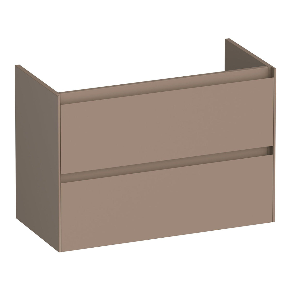 BRAUER Inspire shallow base cabinet 80 with 2 soft-close handleless drawers and 1 siphon cut-out matte mocha