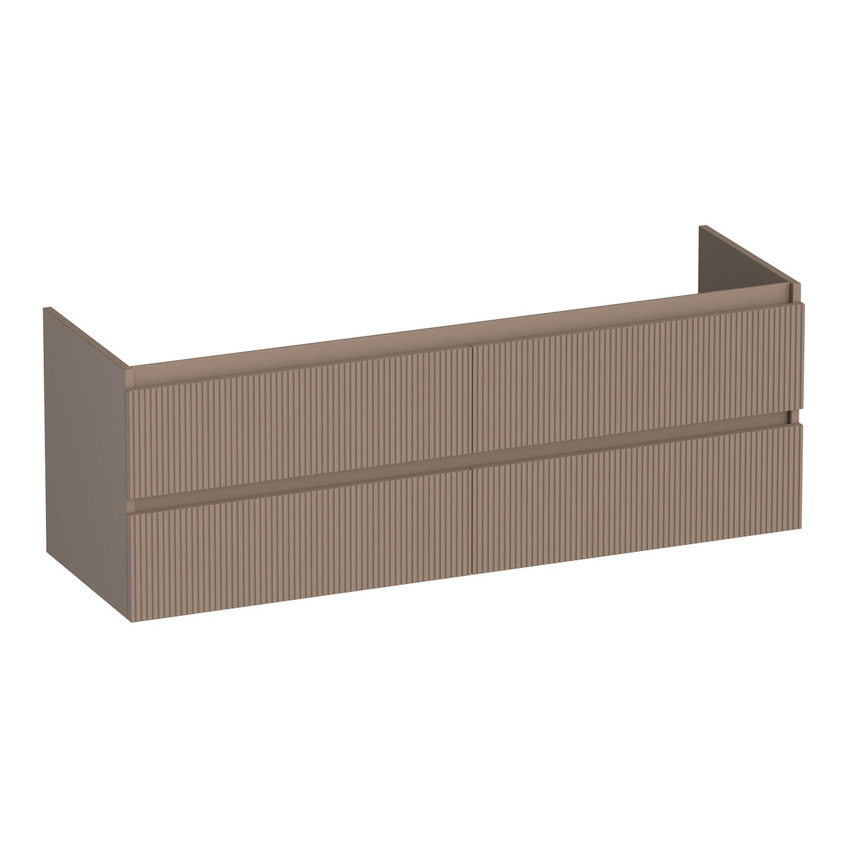 BRAUER Joy Wavy onderkast 140 met 4 softclose lades greeploos en 2 sifon uitsparingen mat mokka