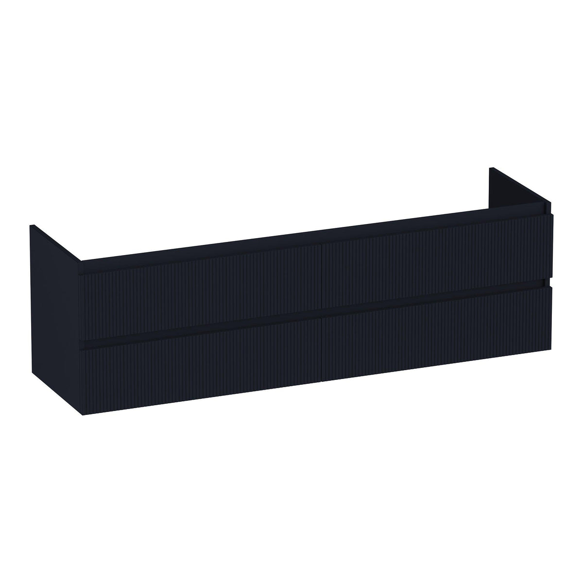 BRAUER Joy Wavy 160 base cabinet with 4 soft-close handleless drawers and 2 siphon cutouts matte black