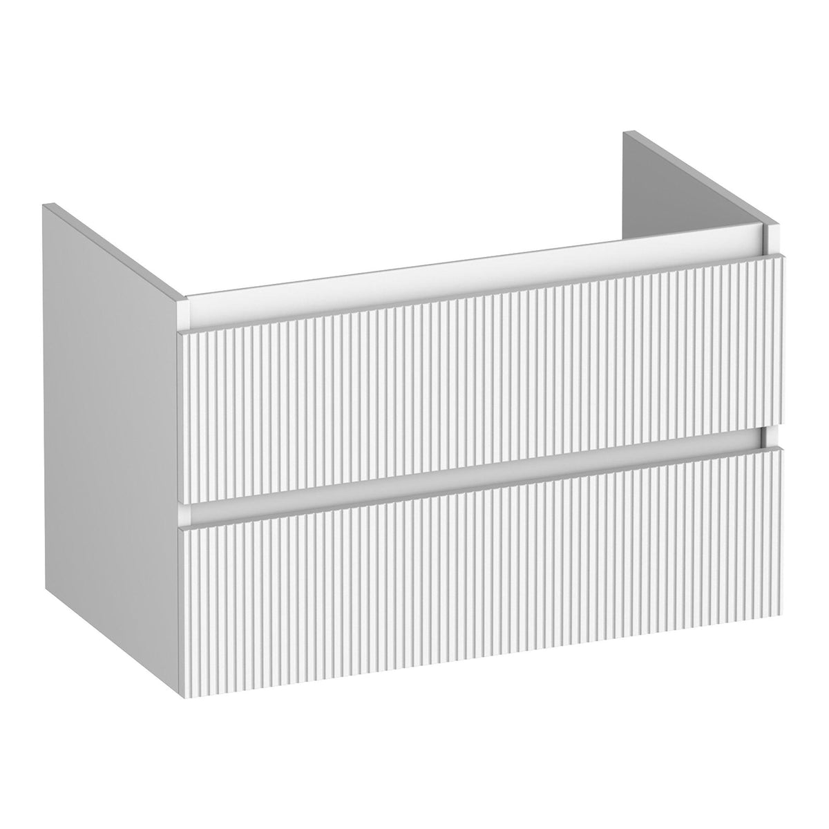 BRAUER Joy Wavy 80 base unit with 2 soft-close handleless drawers and 1 siphon cut-out matt white