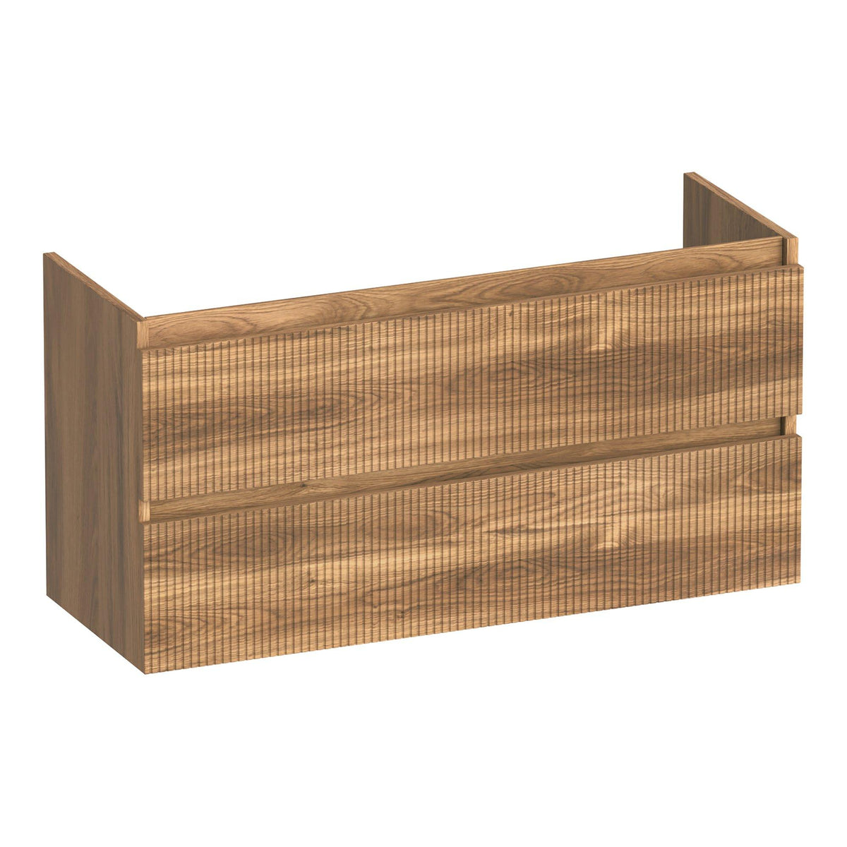 BRAUER Joy Wavy onderkast ondiep 100 met 2 softclose lades greeploos en 1 sifon uitsparing Honey