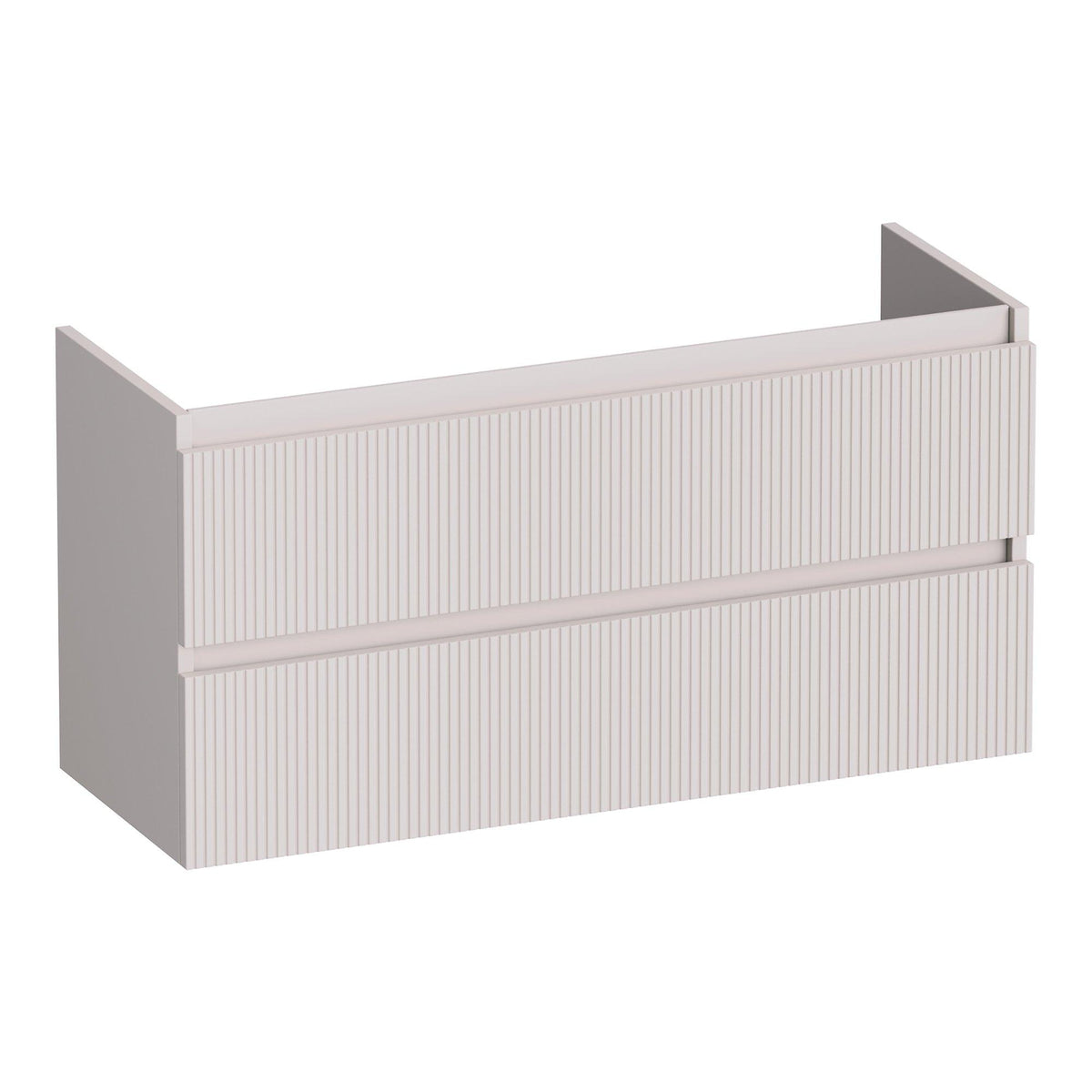 BRAUER Joy Wavy Shallow Base Cabinet 100 with 2 Soft-Close Handleless Drawers and 1 Siphon Cut-Out Matt Sand