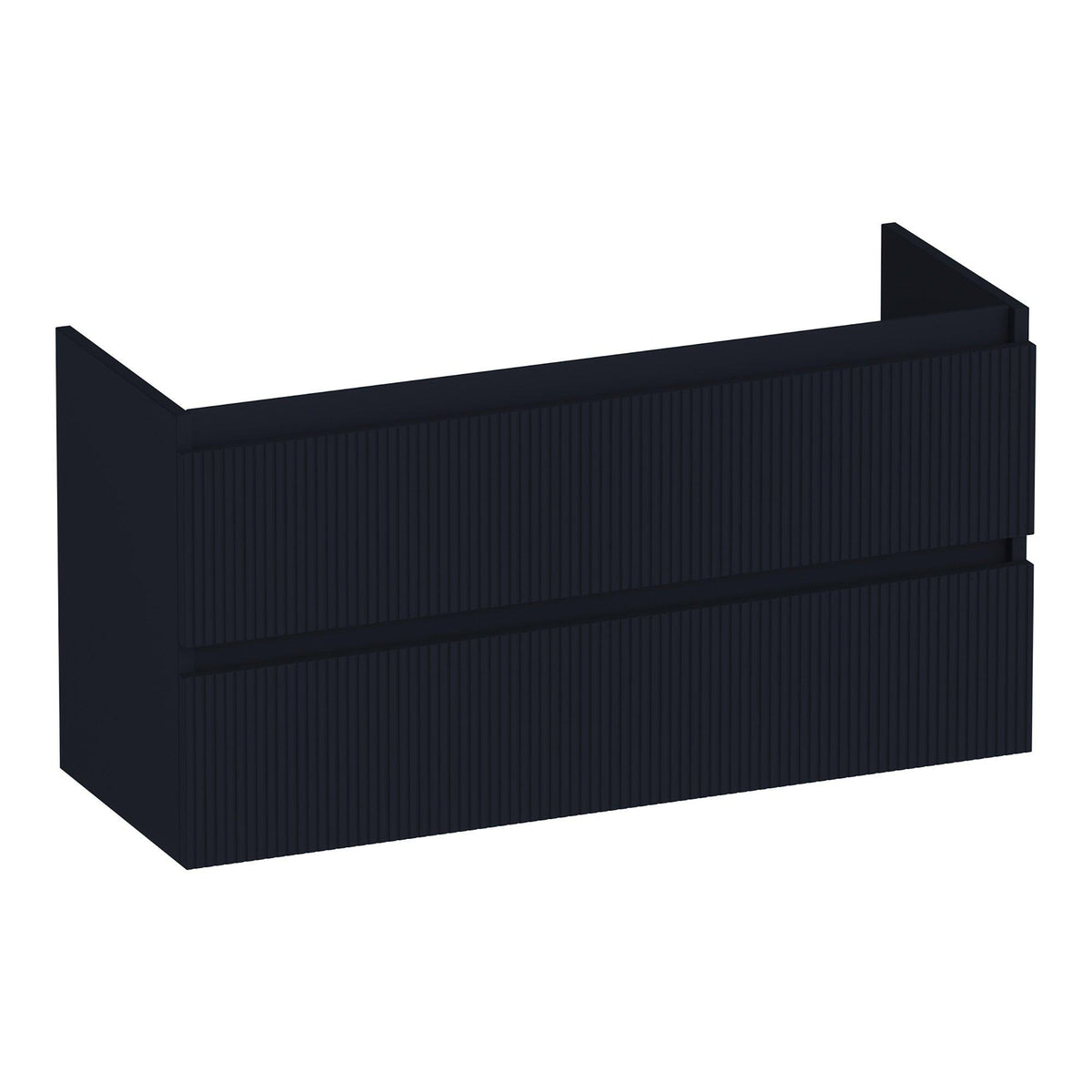 BRAUER Joy Wavy shallow base cabinet 100 with 2 soft-close handleless drawers and 1 siphon cut-out matt black