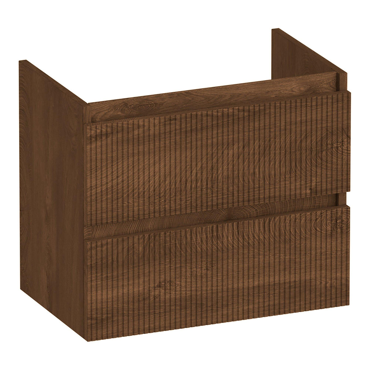 BRAUER Joy Wavy onderkast ondiep 60 met 2 softclose lades greeploos en 1 sifon uitsparing Forest Cacao