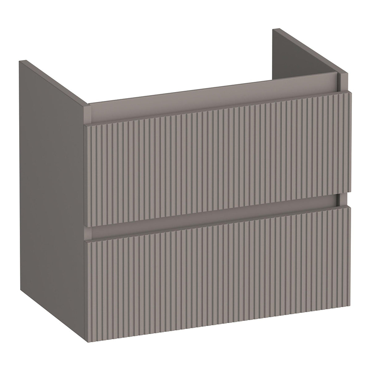 BRAUER Joy Wavy shallow base cabinet 60 with 2 soft-close drawers handleless and 1 siphon cut-out matte taupe