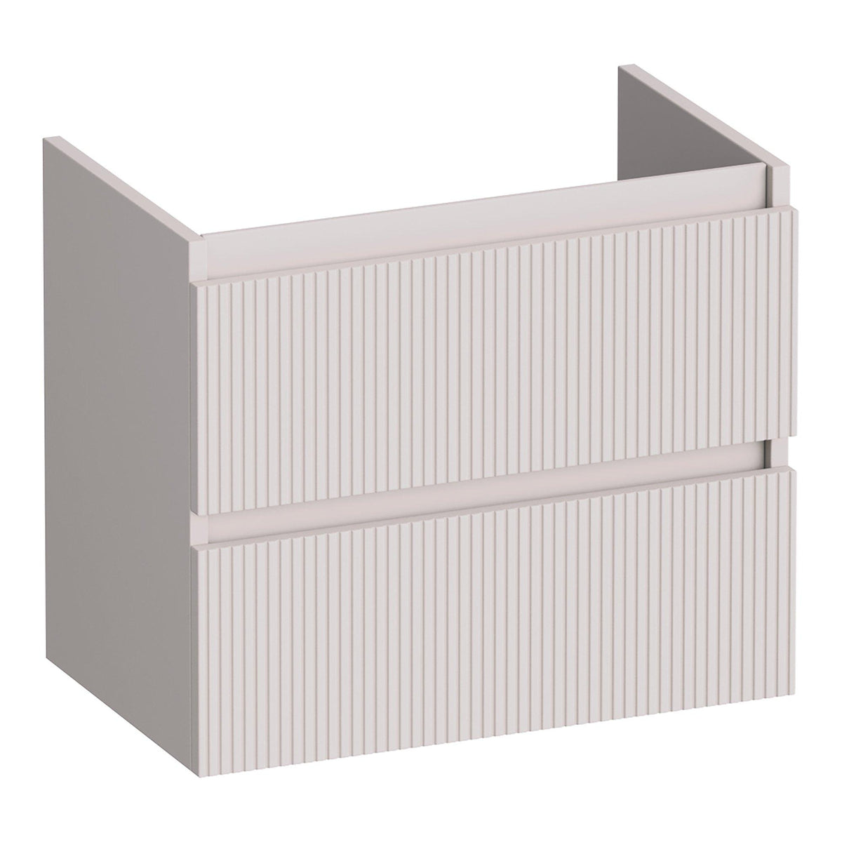 BRAUER Joy Wavy shallow base cabinet 60 with 2 soft-close handleless drawers and 1 siphon cut-out matte sand