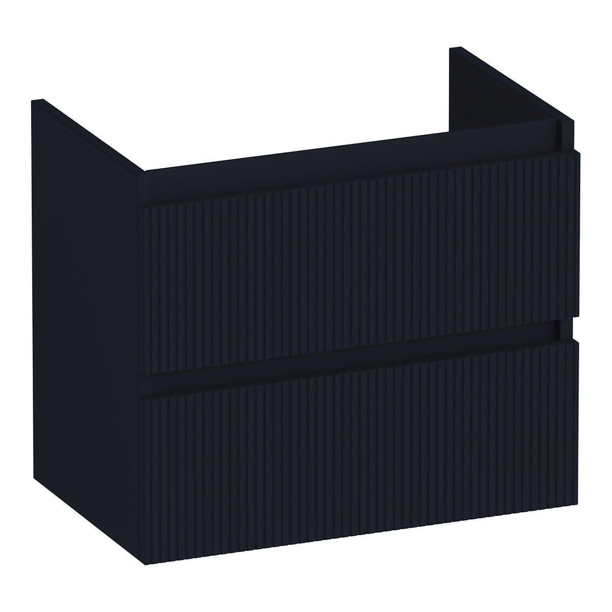 BRAUER Joy Wavy shallow base cabinet 60 with 2 soft-close drawers handleless and 1 siphon cut-out matte black