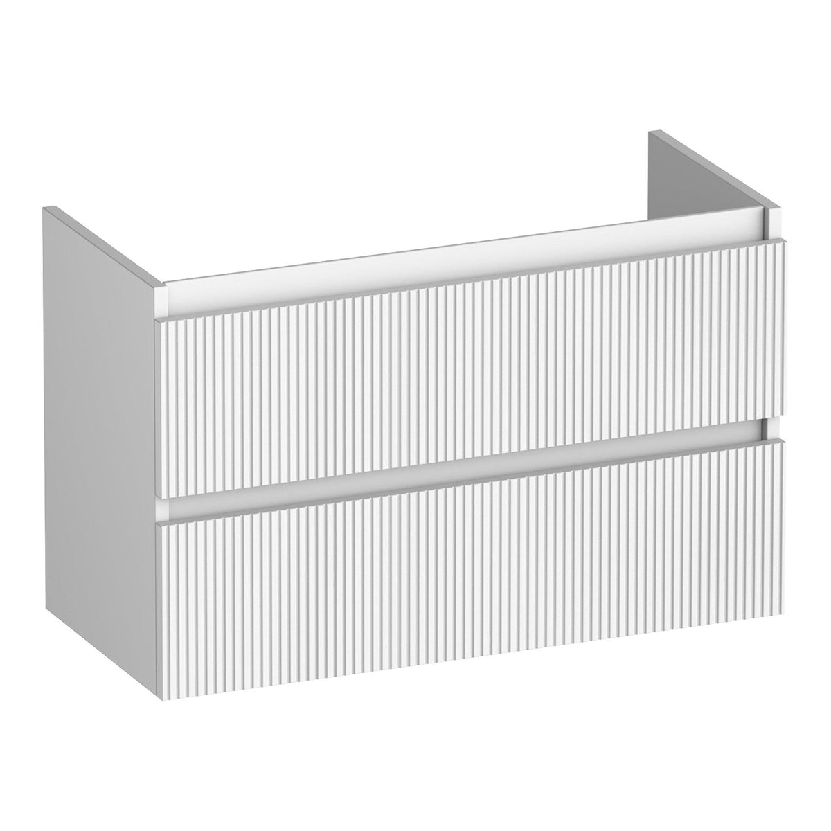 BRAUER Joy Wavy onderkast ondiep 80 met 2 softclose lades greeploos en 1 sifon uitsparing mat wit