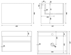 BRAUER Nova vrijhangende wastafel marmerlook - 60cm  - incl. verborgen ophangbeugels