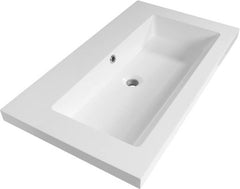 BRAUER Solar Slim wastafel 80 met 1 spoelbak en 0 kraangaten mineraalmarmer zijdeglans wit