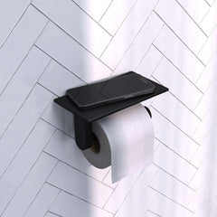 BRAUER Toiletrolhouder met planchet mat zwart