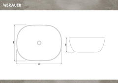 BRAUER Wind waskom - 49cm - rechthoekig afgerond - keramiek - hoogglans wit