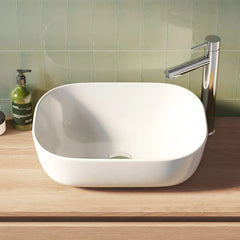 BRAUER Wind waskom - 49cm - rechthoekig afgerond - keramiek - hoogglans wit
