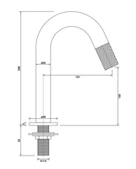 Brauer Brushed Carving opbouw fonteinkraan met gebogen uitloop RVS geborsteld PVD
