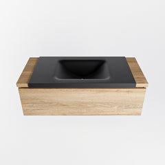 MONDIAZ BUKLA 100cm badmeubel onderkast kleur Washed Oak met 1 lade. Wastafel CLOUD midden 1 kraangat kleur Urban.