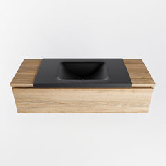 MONDIAZ BUKLA 120cm badmeubel onderkast kleur Washed Oak met 1 lade. Wastafel CLOUD midden 0 kraangaten kleur Urban.