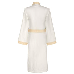 Aymando Dubai Badjas - Wit met Goud - Luxe Unisex Badjas van 100% Katoen met Geborduurde Gouden Bies