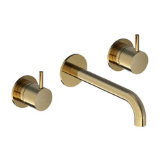 Hotbath Cobber CB105TEXT18 afbouwdeel voor 3-gats inbouw wastafelkraan - 18cm uitloop - Geborsteld Messing
