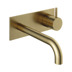 Hotbath Cobber CB006 afbouwdeel wastafelkraan met achterplaat 18 cm uitloop Geborsteld Koper PVD