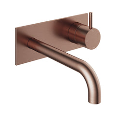Hotbath Cobber CB006 afbouwdeel wastafelkraan met achterplaat 18 cm uitloop Geborsteld Koper PVD