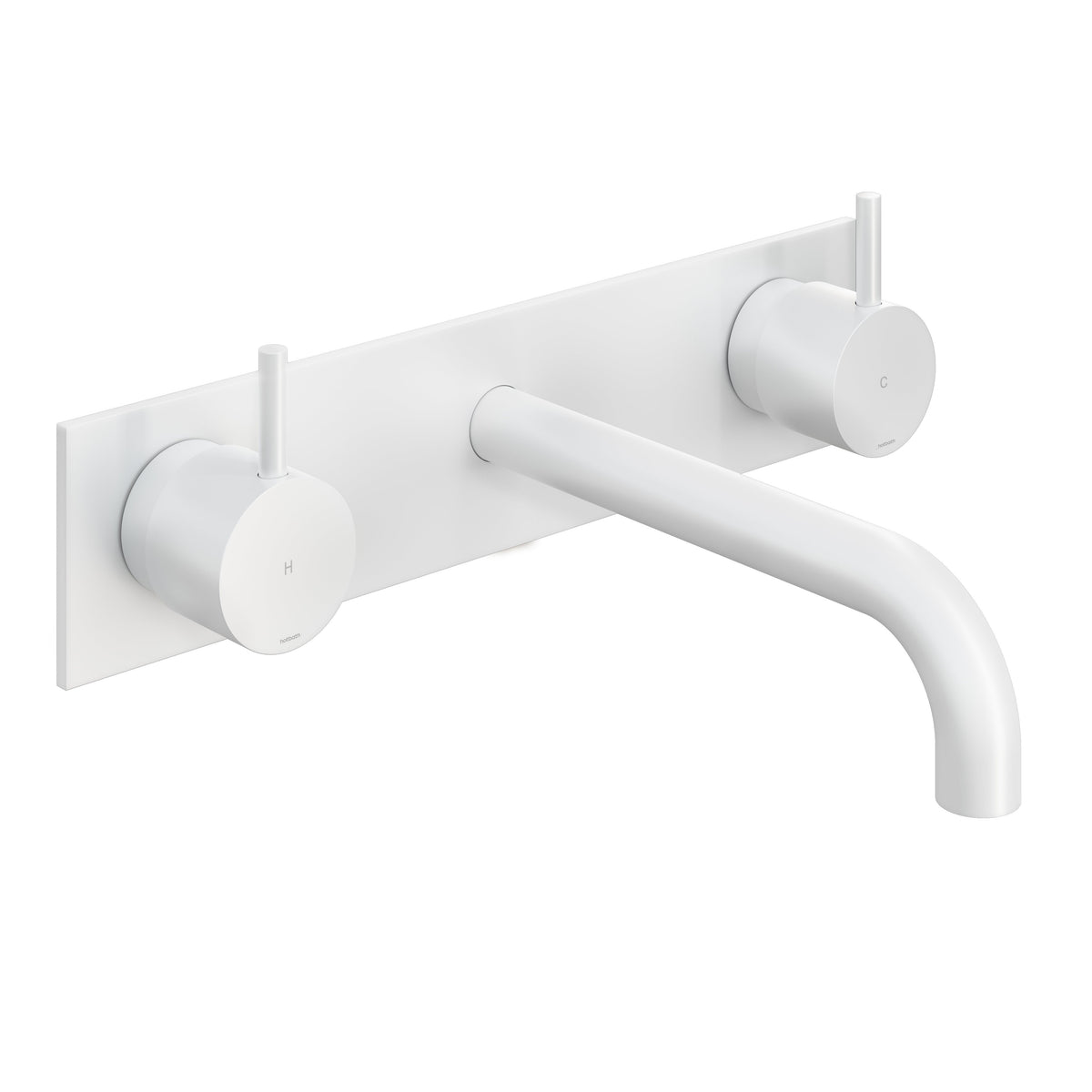Hotbath Cobber CB006TEXT afbouwdeel wastafelkraan 3-gats met achterplaat - uitloop 18 cm - Mat Wit