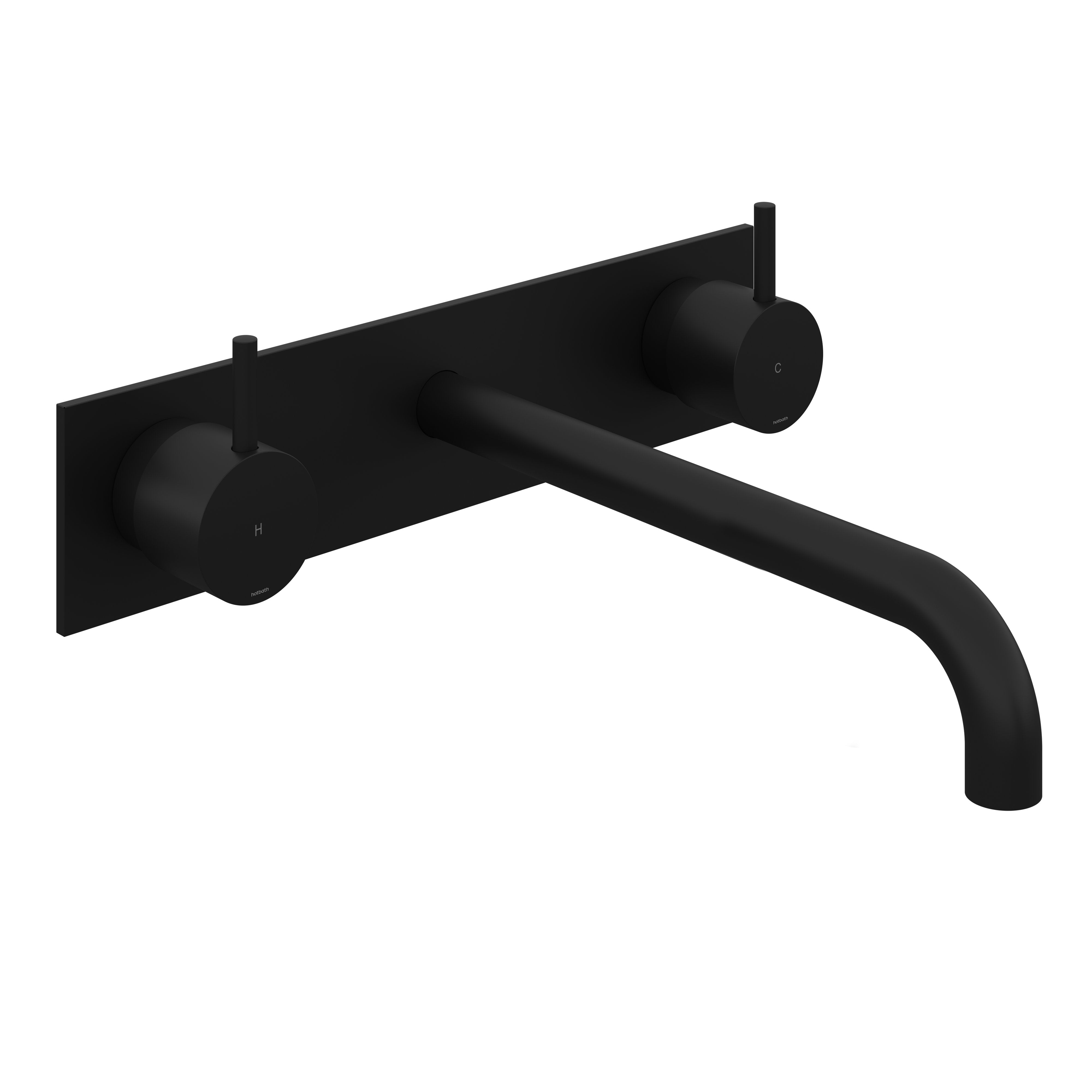 Hotbath Cobber CB006T afbouwdeel wastafelkraan 3-gats met achterplaat en 25 cm uitloop Geborsteld Messing PVD