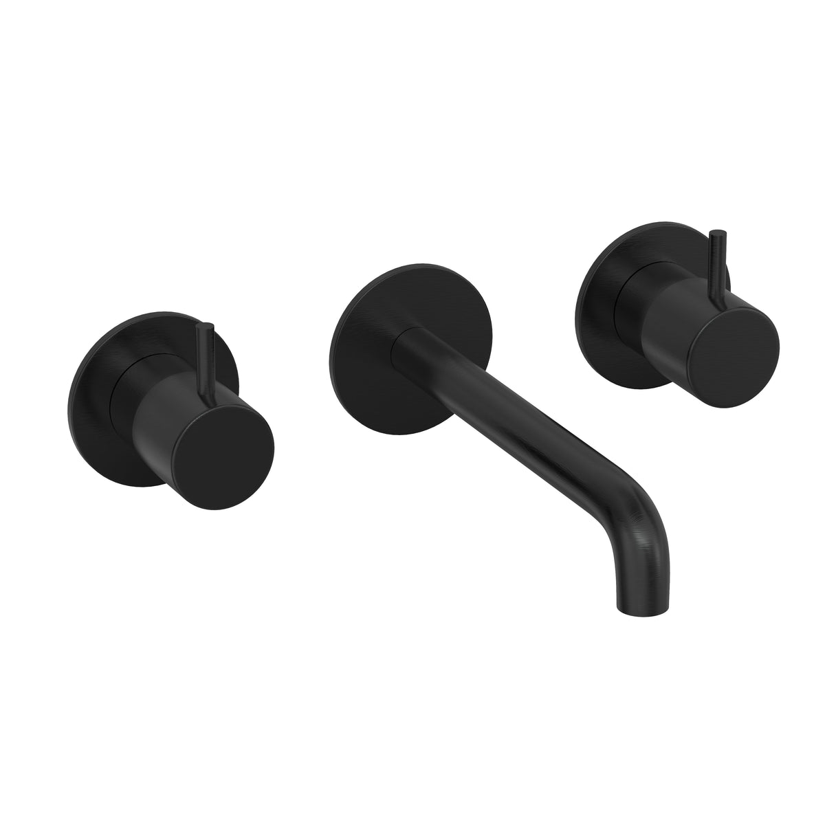 Hotbath Cobber CB105TEXT18 afbouwdeel voor 3-gats inbouw wastafelkraan - 18cm uitloop - Geborsteld Zwart PVD